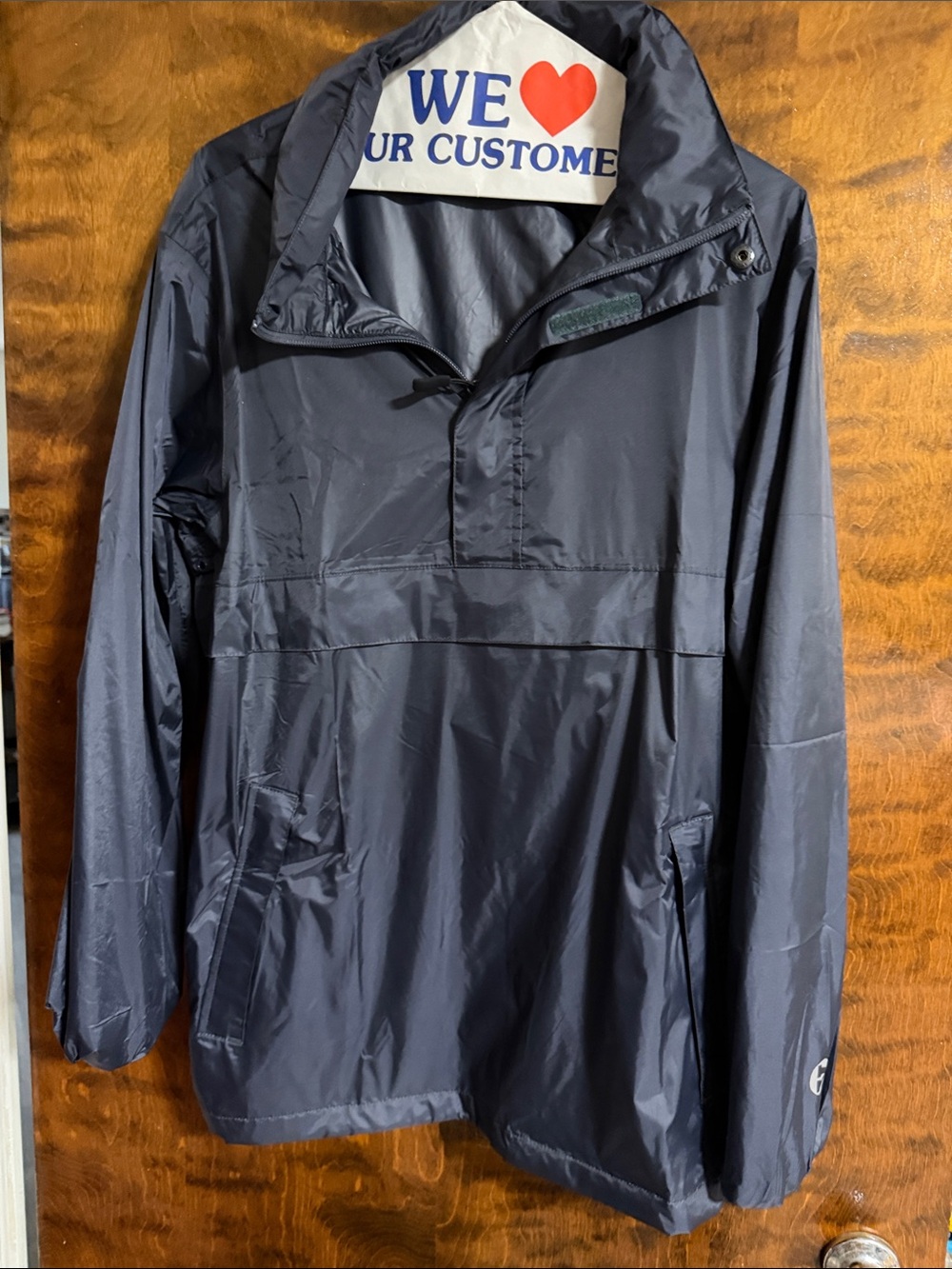 Men's Navy Pullover Raincoat - Lightweight Windproof Shell